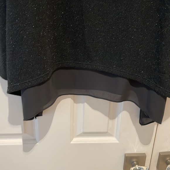 Lord & Taylor Design Lab V neck sparkly top. 2fer asymmetrical hem. Sheer SZ med - Picture 3 of 6
